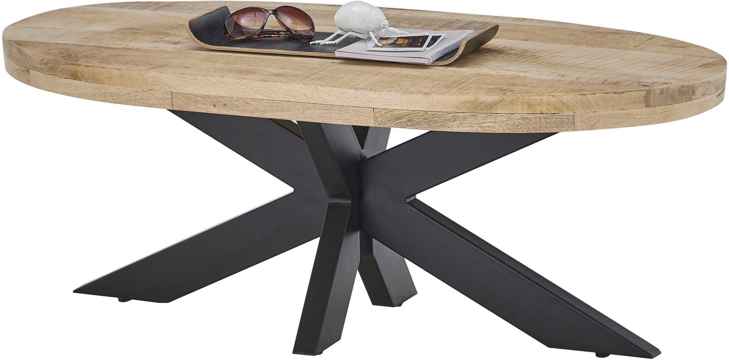 Stolkom Couchtisch »Mumbai« Massivholz Mango Wood, Tisch mit Ovaler Tischplatte