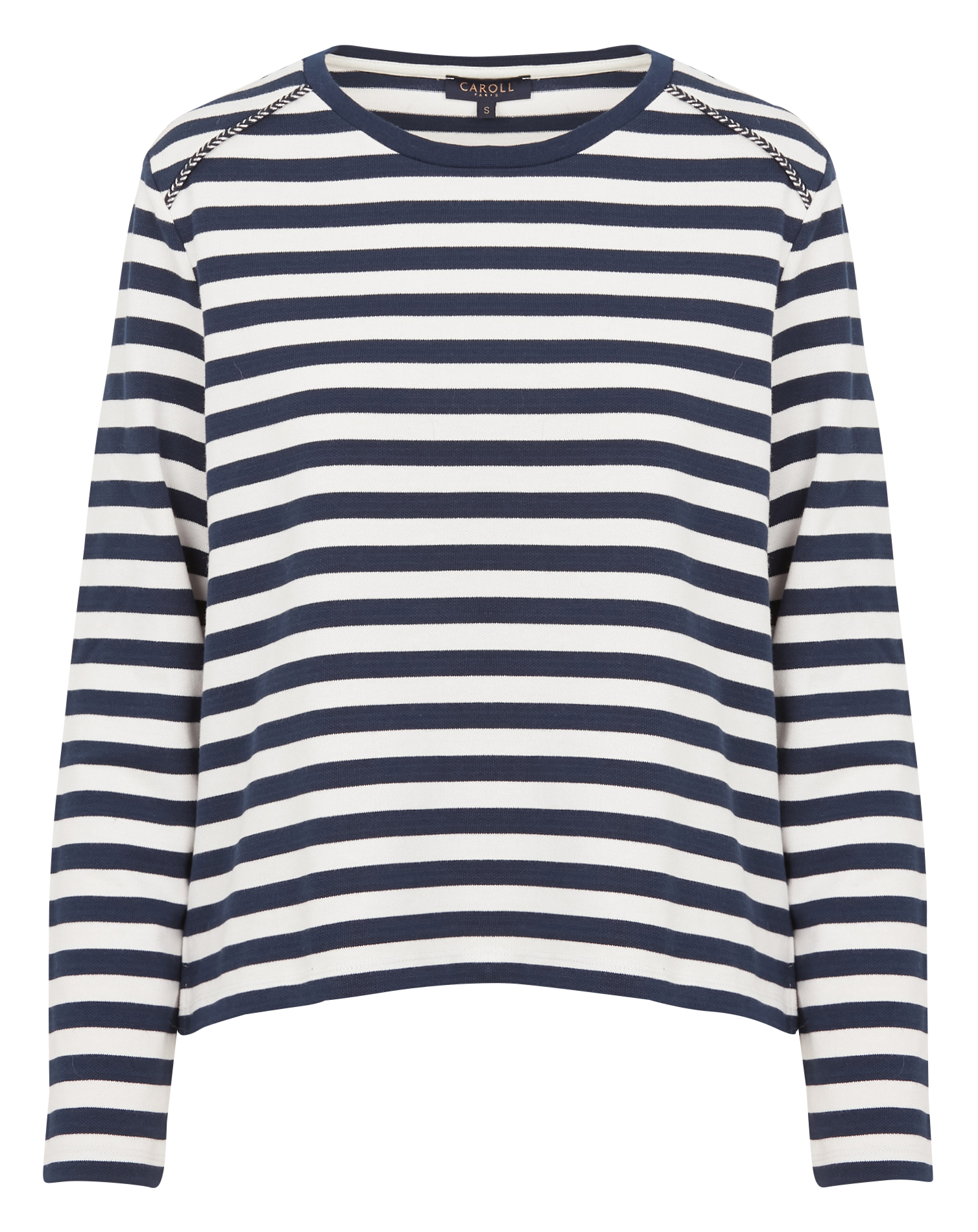 TALULA - Tee-shirt col rond rayé en coton | Beige