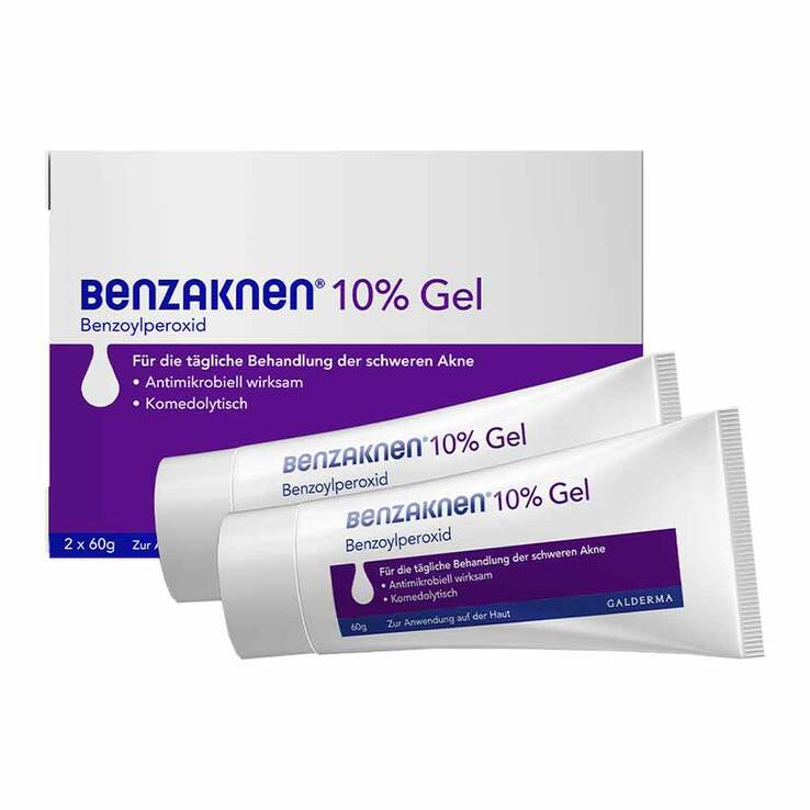 Benzaknen® 10% Gel bei mittelschwerer bis schwerer Akne, 2X60 g