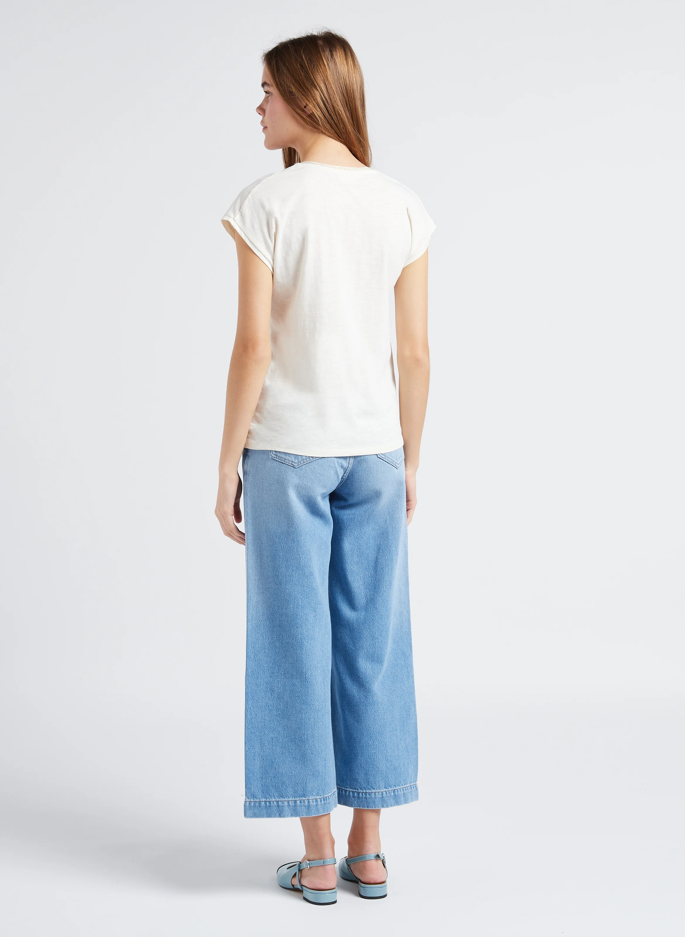 MOSS - Jean droit taille haute en coton mélangé | Jean Délavé