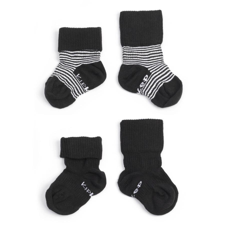 KipKep Stay-On Socken 2er-Pack Black-n-White Striped