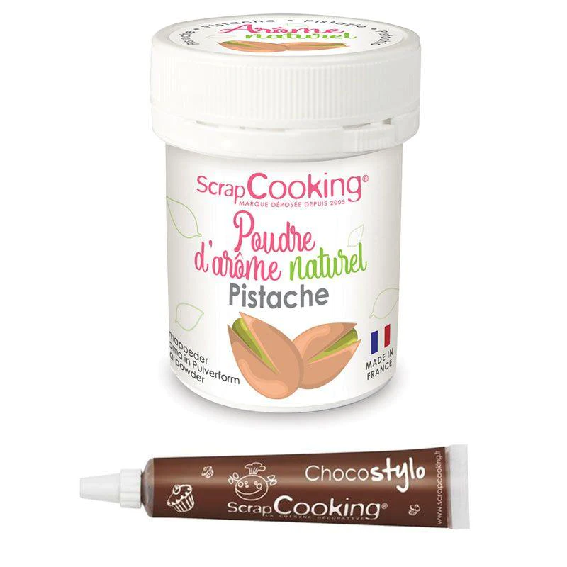 Arôme alimentaire naturel en poudre pistache + Stylo chocolat Scrapcoo
