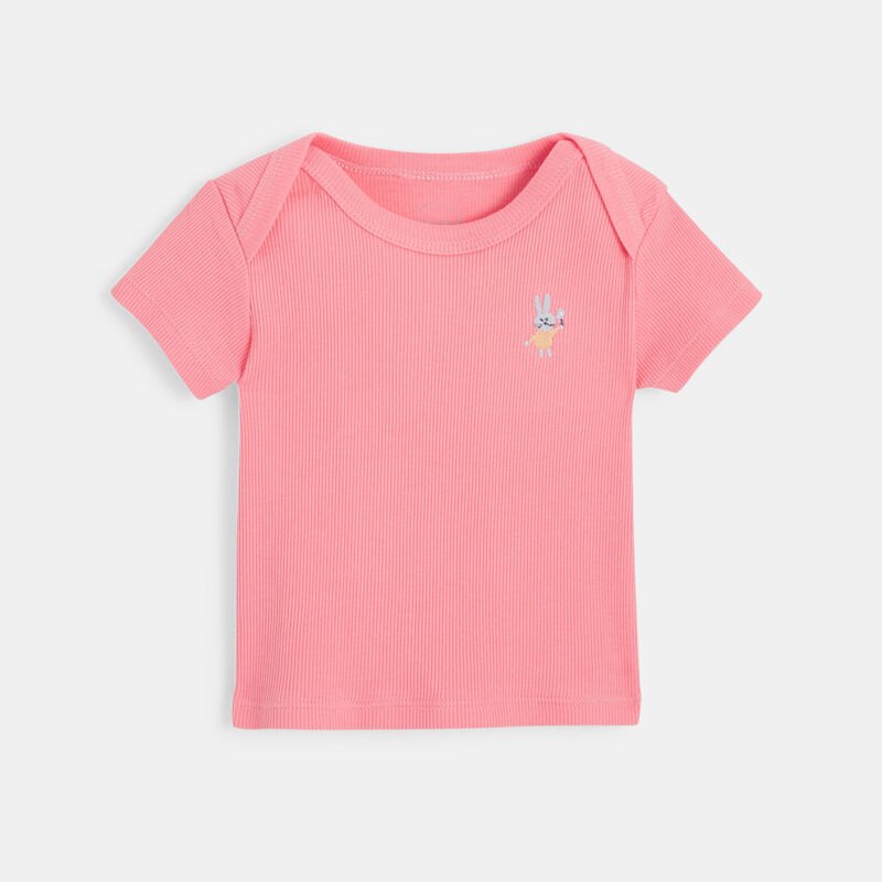 T-shirt manches courtes bébé en coton bio rose Absorba Rose