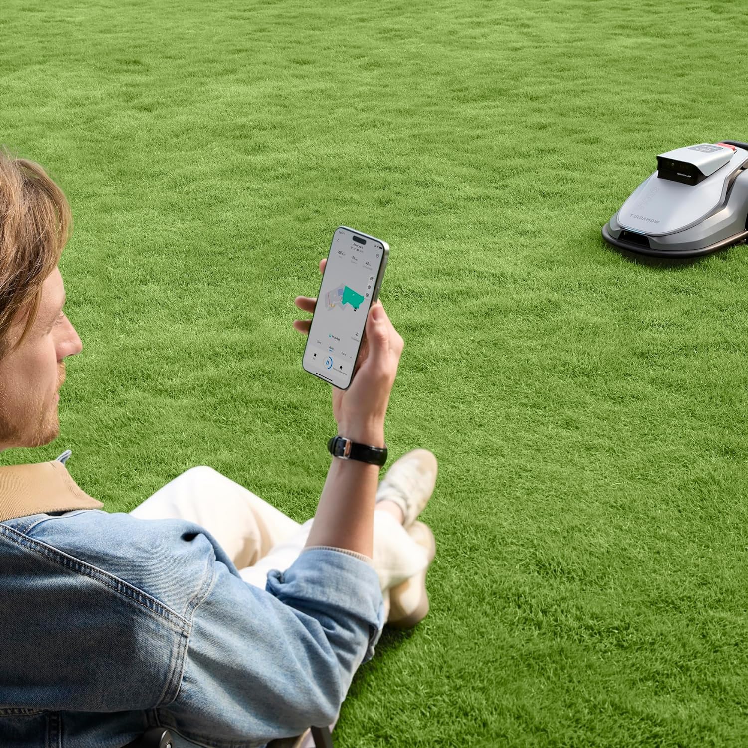 Terramow V1000 Mähroboter ohne Begrenzungskabel, ohne RTK, mit KI-Bilderkennung und Hinderniserkennung für Garten bis 1200m²