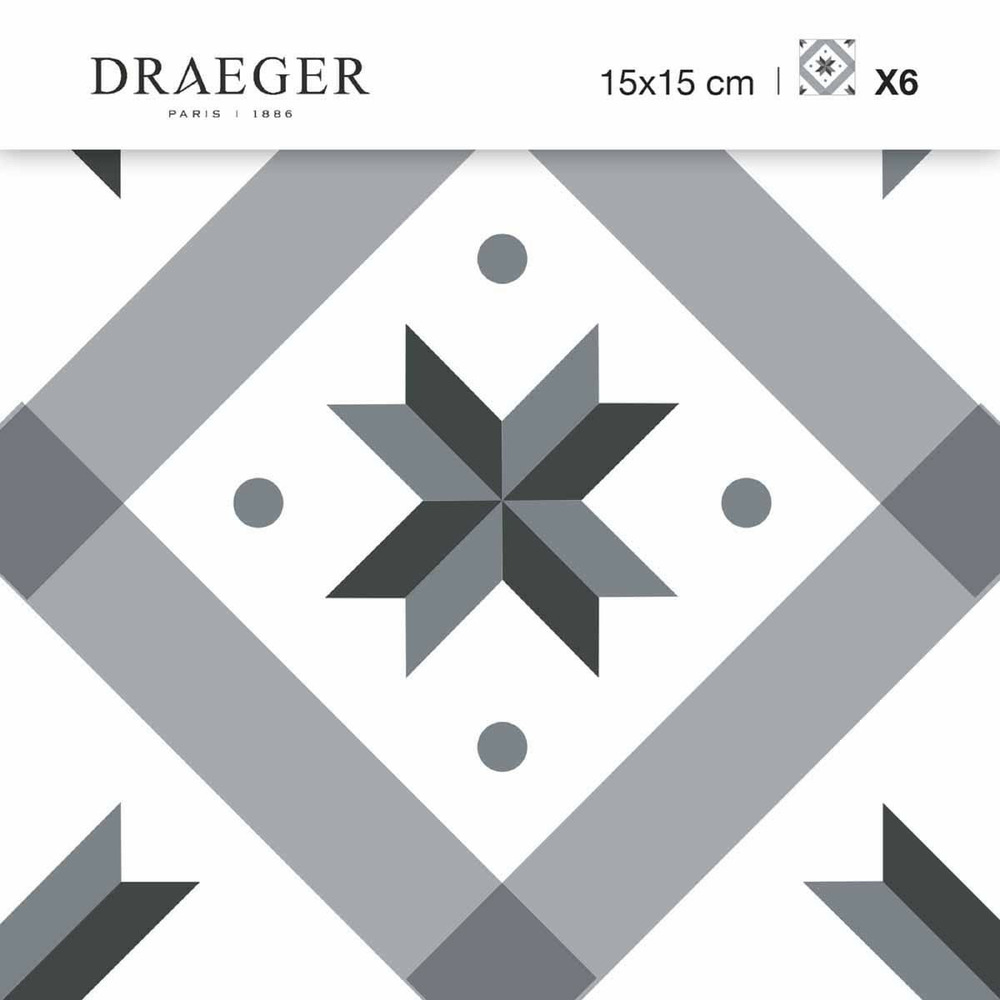 Stickers carrelage 15 x 15 cm - étoile grise