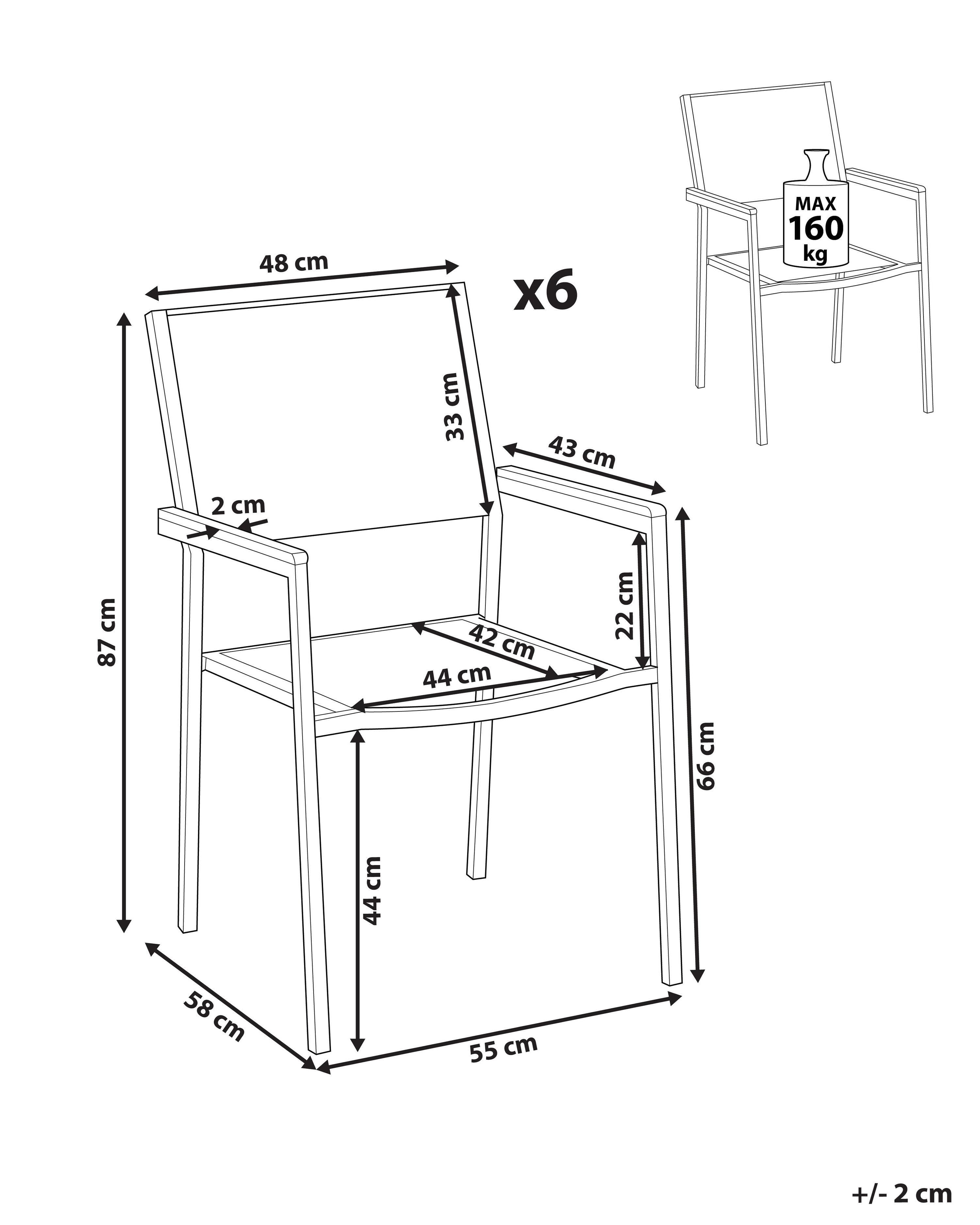 Set van 6 tuinstoelen GROSSETO PE rotan Zwart