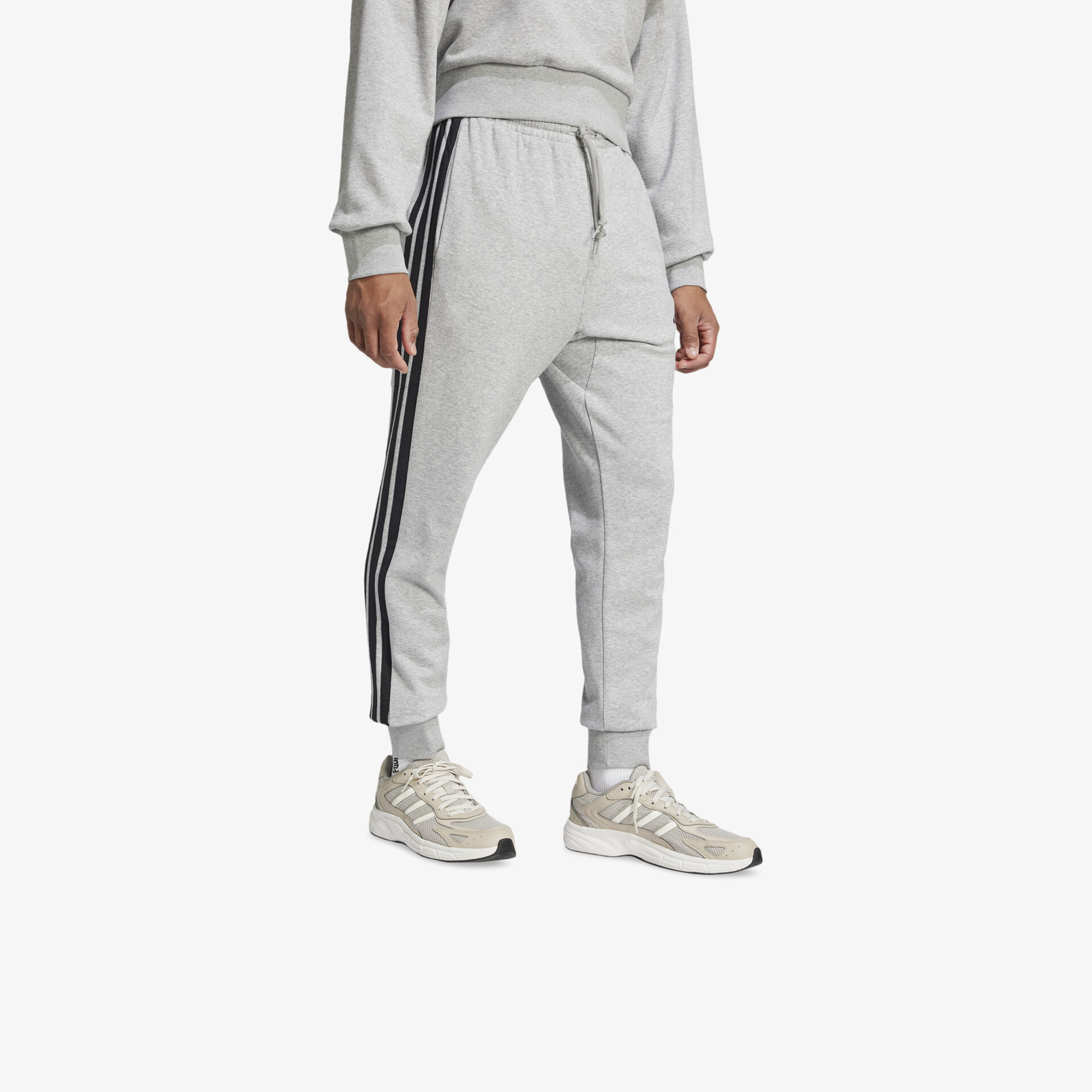 adidas Essentials 3 Streifen French Terry Herren Hosen grau