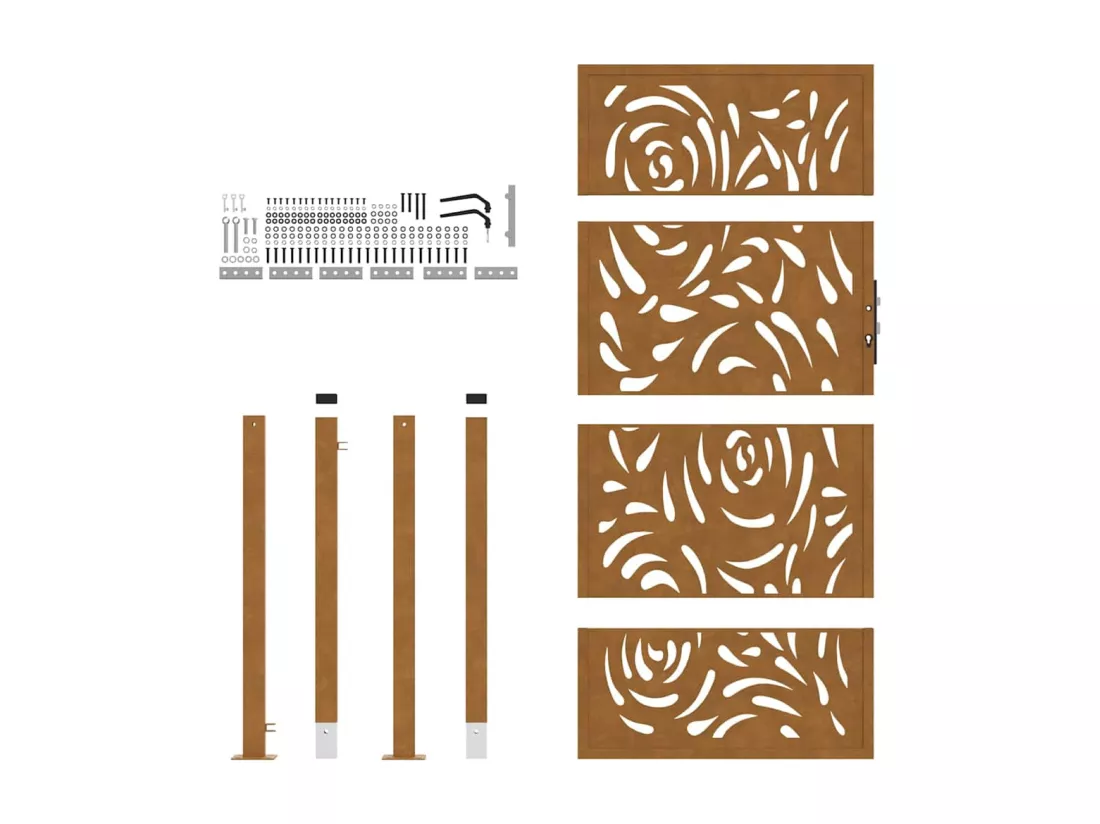 Porte de jardin acier résistant aux intempéries design flamme