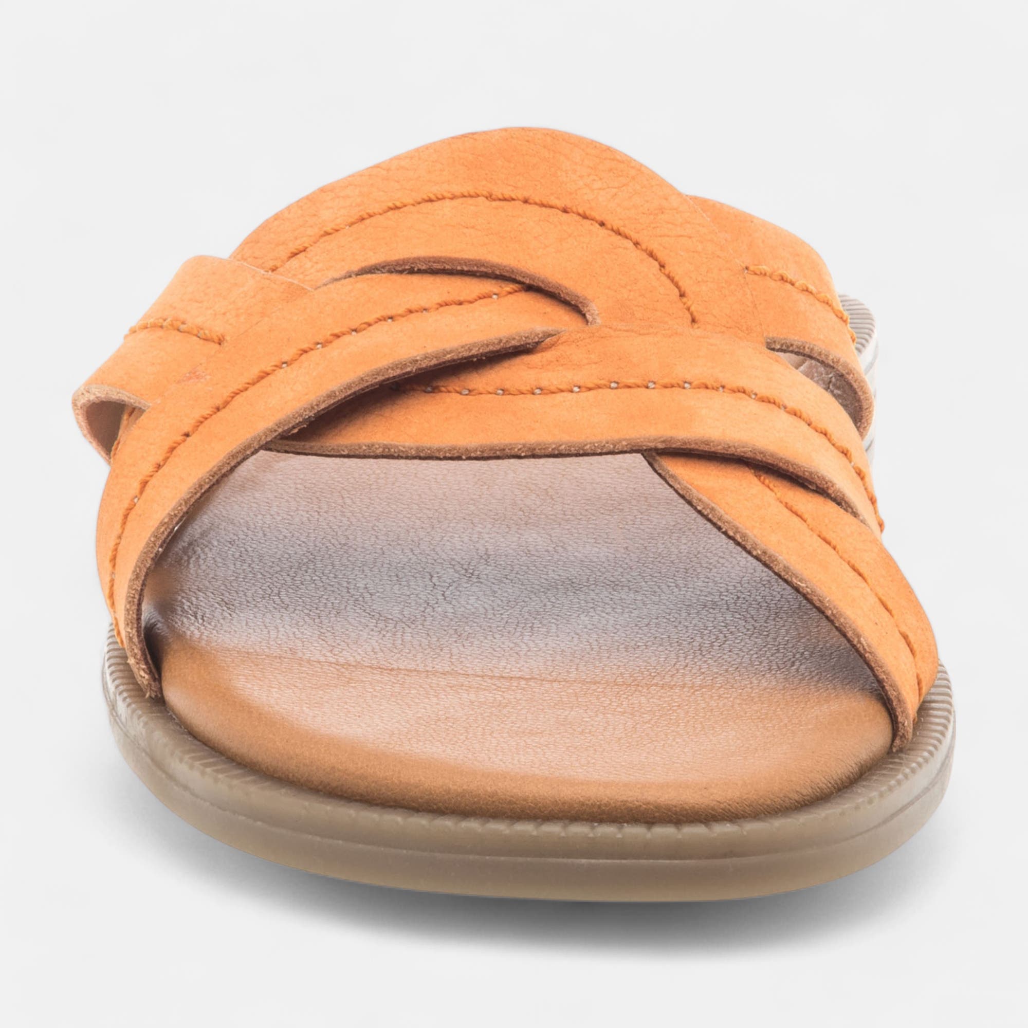 Mules Femme en cuir orange