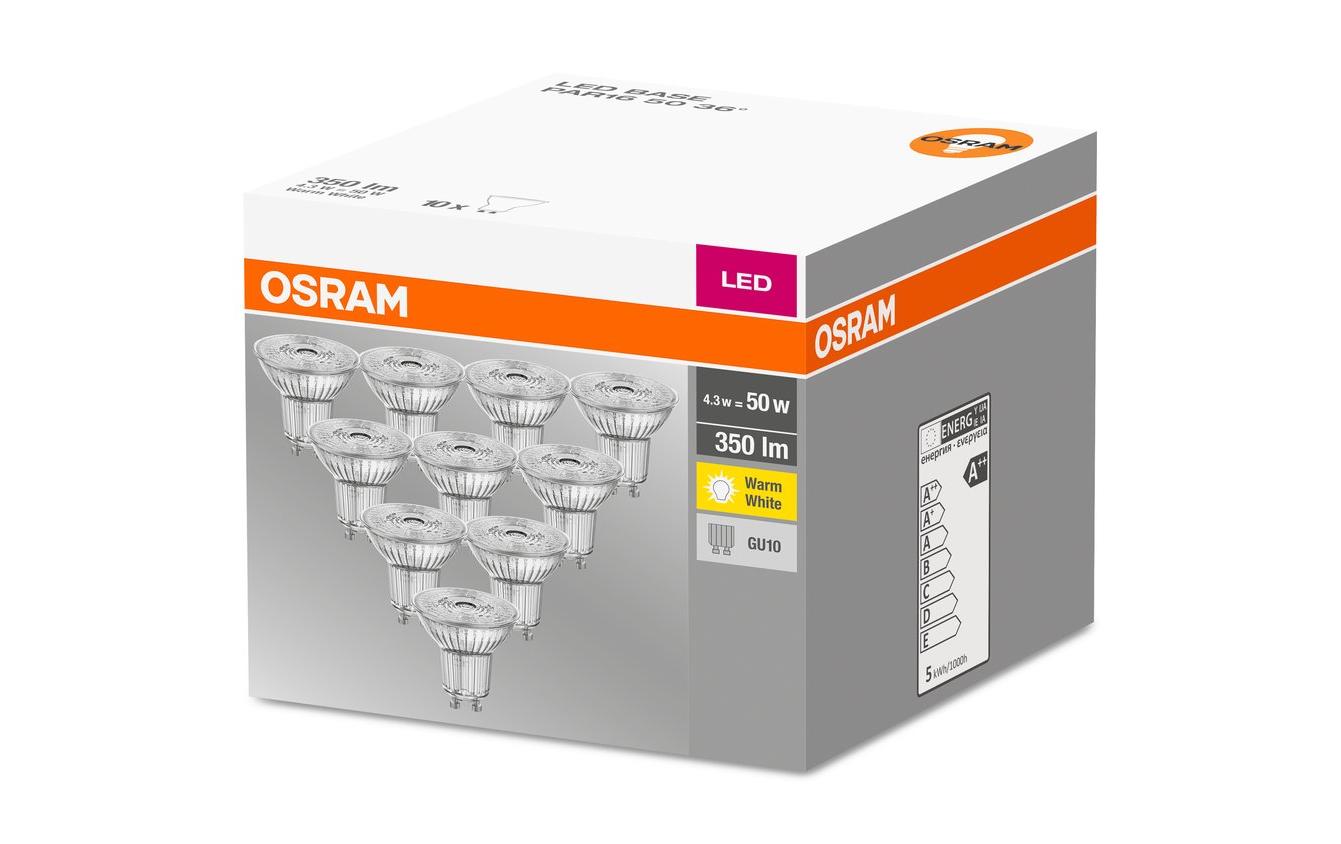Lampe Base, 36° 4.3W, GU10 Warmweiss, 10er BoxLED-Leuchtmittel