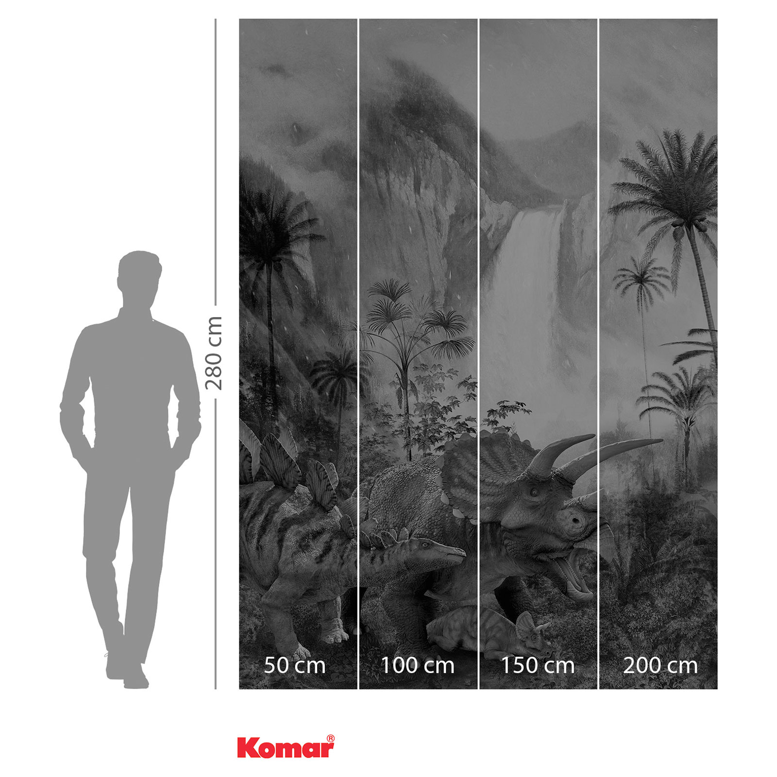 Vlies-Fototapete JURASSIC WATERFALL - 200x280 cm
