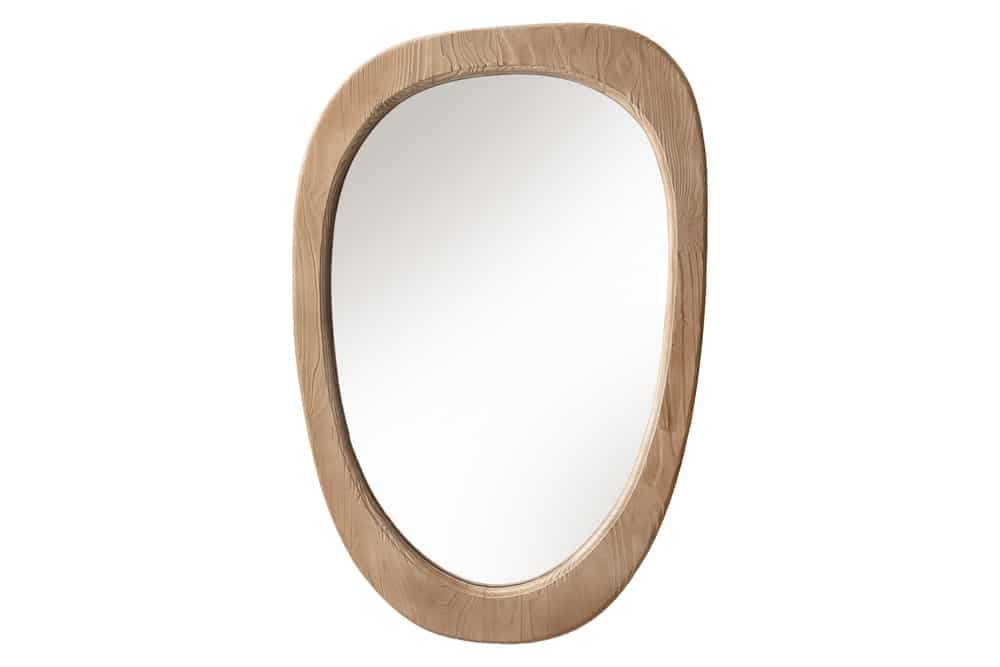 Design Spiegel ORGANIC 105cm natur beige Pinienholz abgerundeter Rahmen Wandspiegel