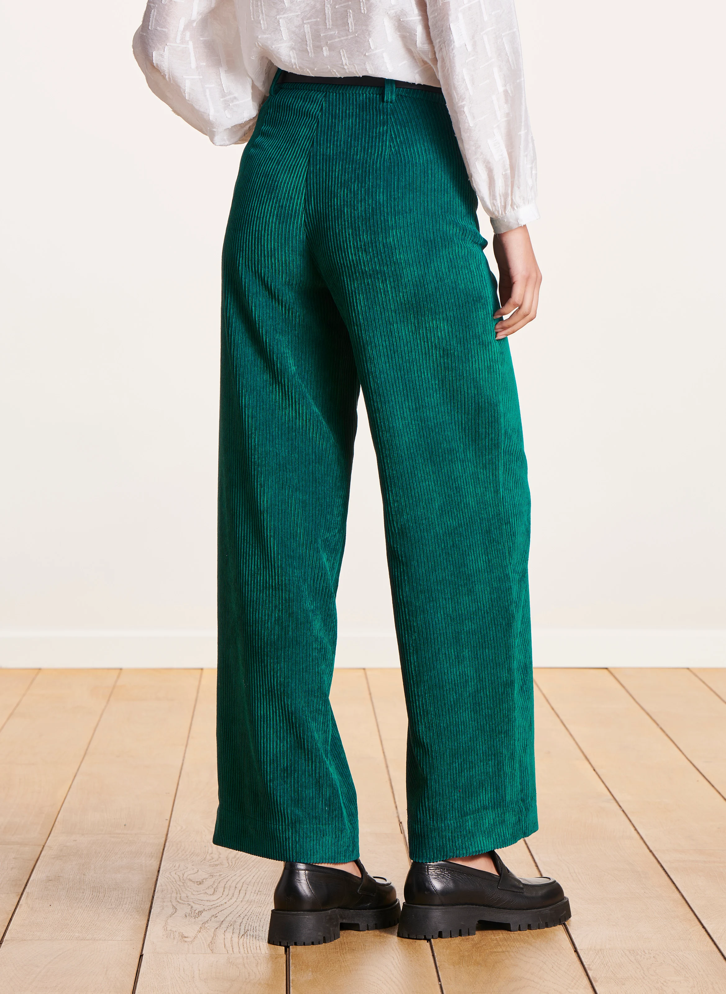 Pantalon large côtelé | Bleu