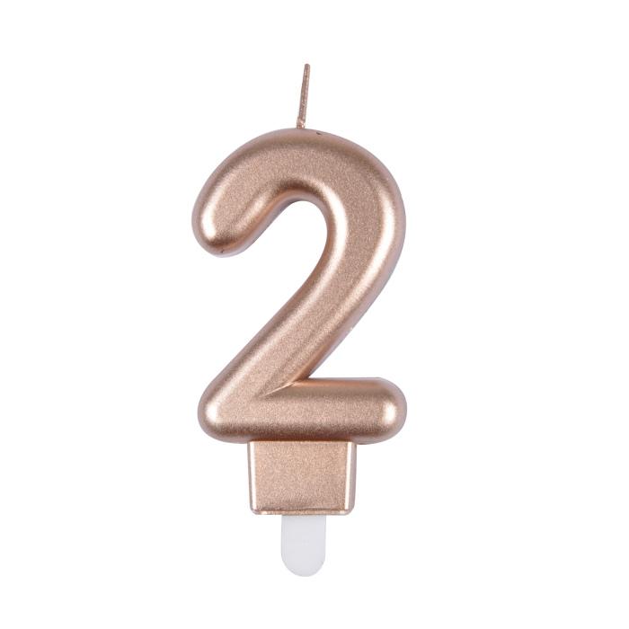 BOUGIE ANNIVERSAIRE CHIFFRE 2 H.75CM ROSE GOLD