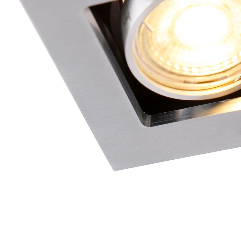 Set van 6 Inbouwspot aluminium rechthoekig 2-lichts - Qure