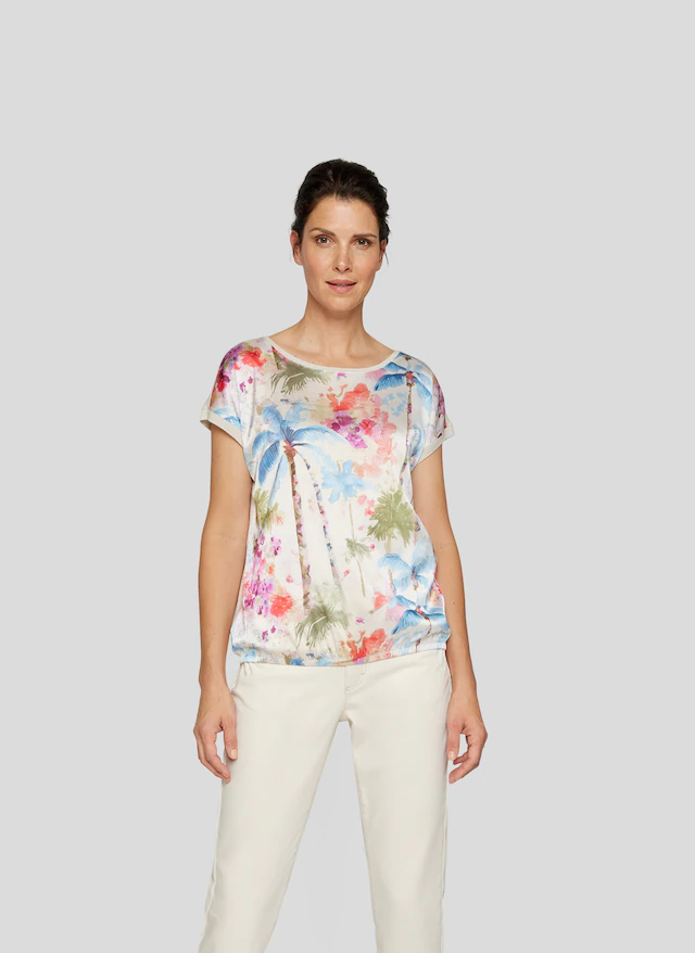 Rabe Print-Shirt , mit floralem Muster vorn, hinten unifarben
