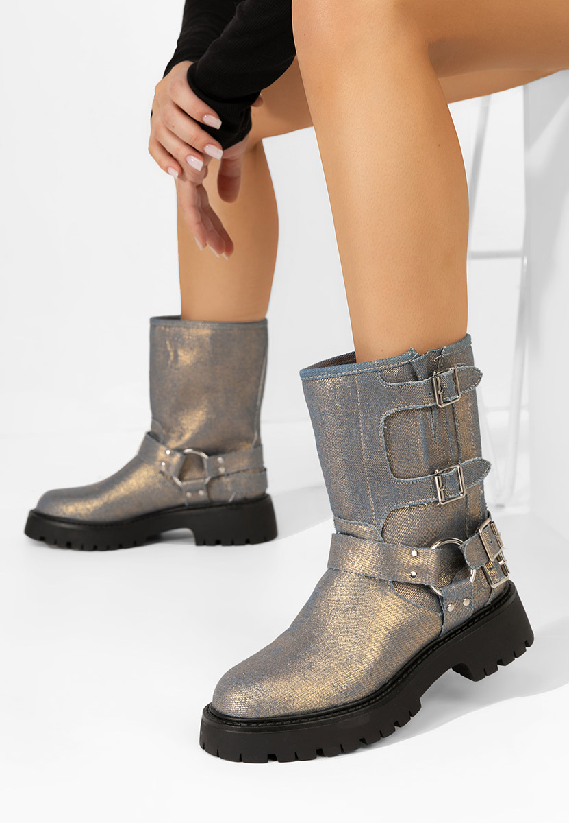 Bottes courtes femme dorées Jesica
