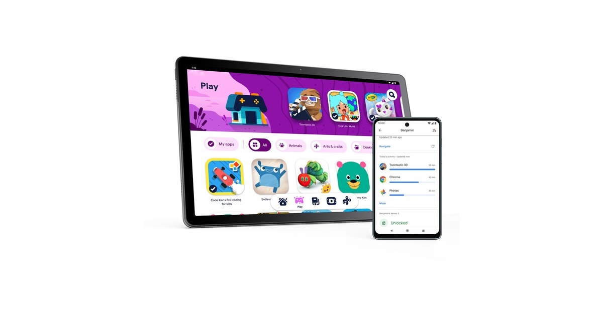 LenovoTab M10 kindertablet 3rd Gen (ZAAE0123SE) + kids cover  (Grijs | Android 11 | 64 GB | Wi-Fi 5)