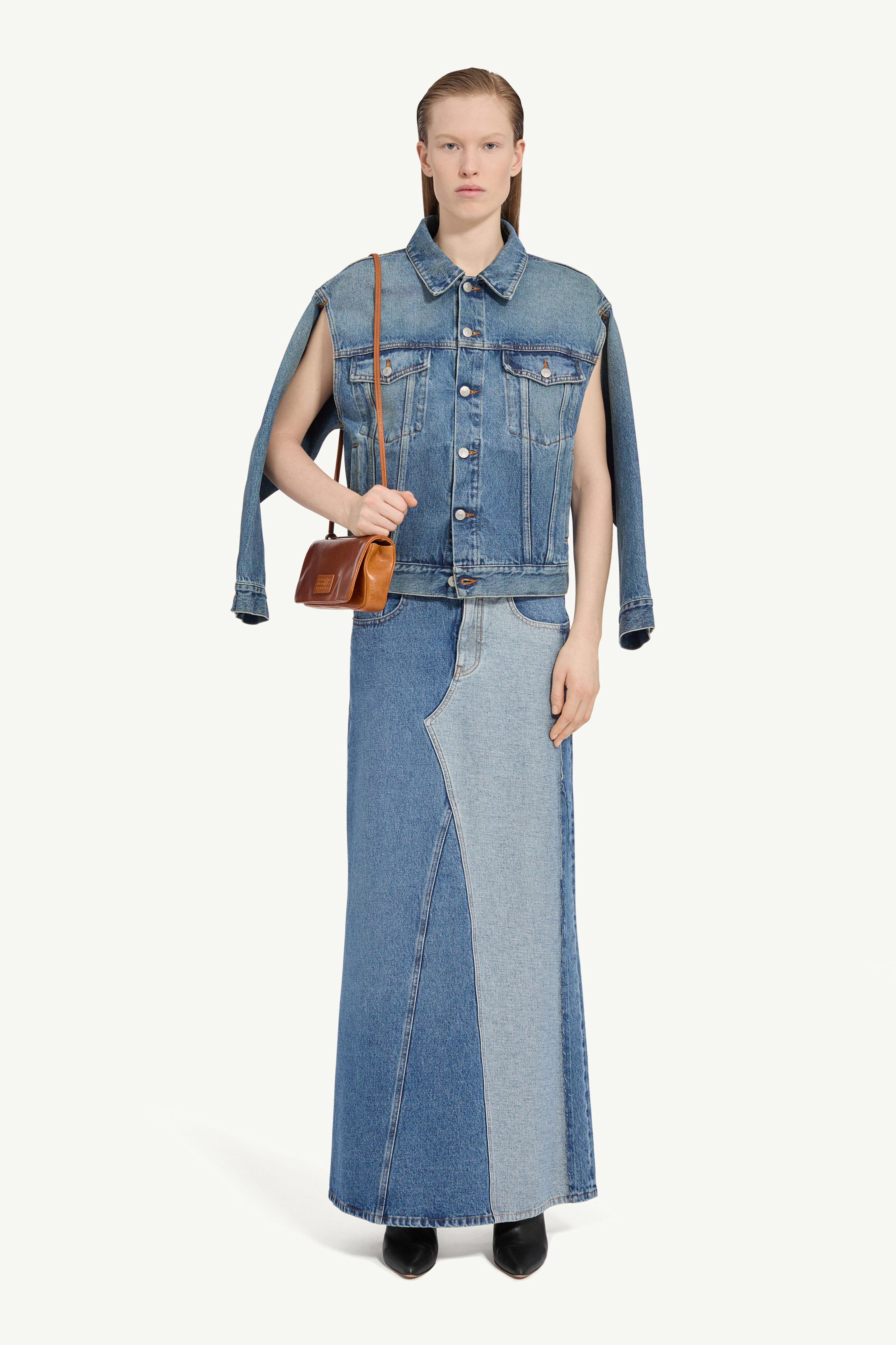 Veste en denim avec épaules structurées pour femme | MM6