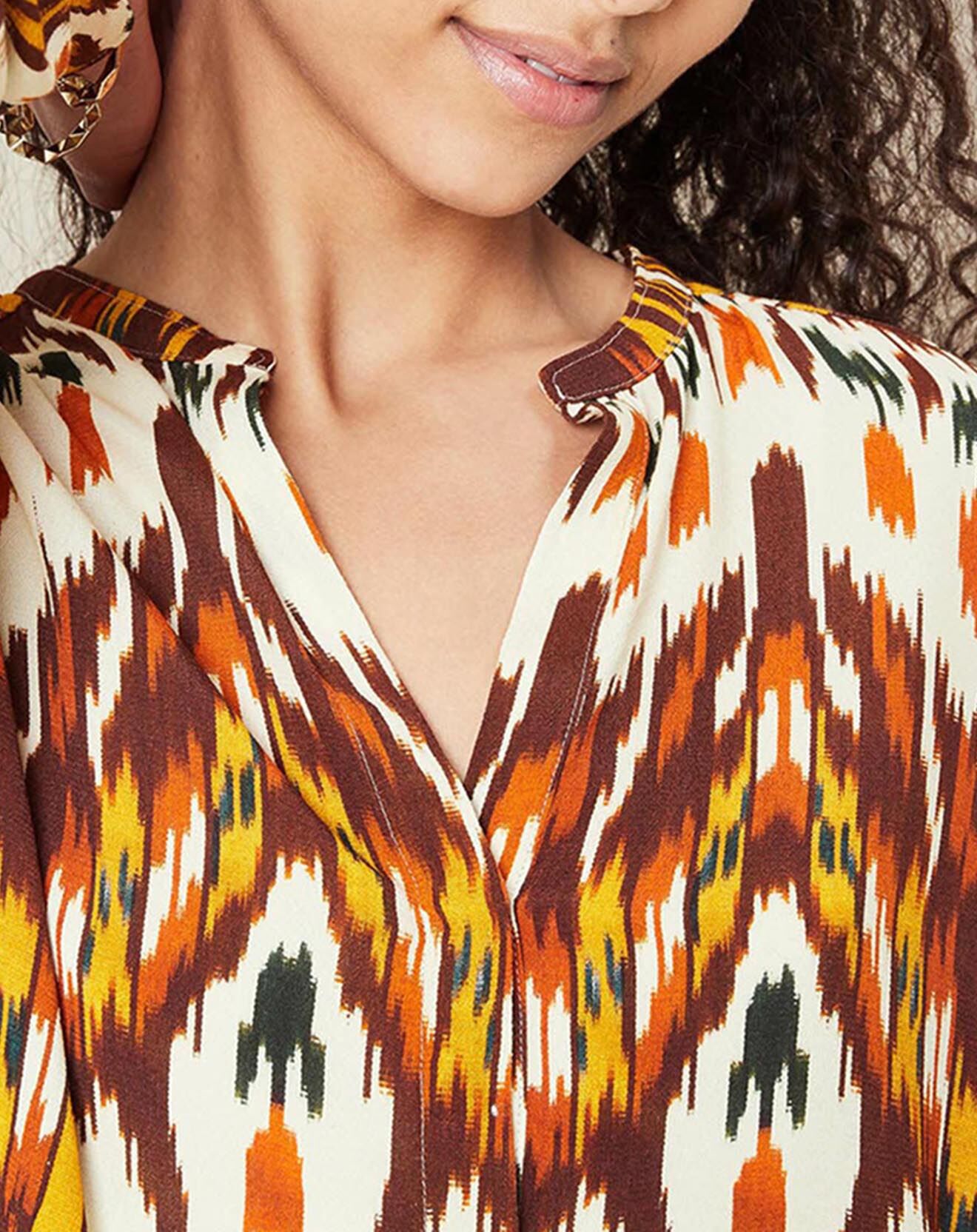Hartford Blouse Cabane imprimée rouge/jaune/écru