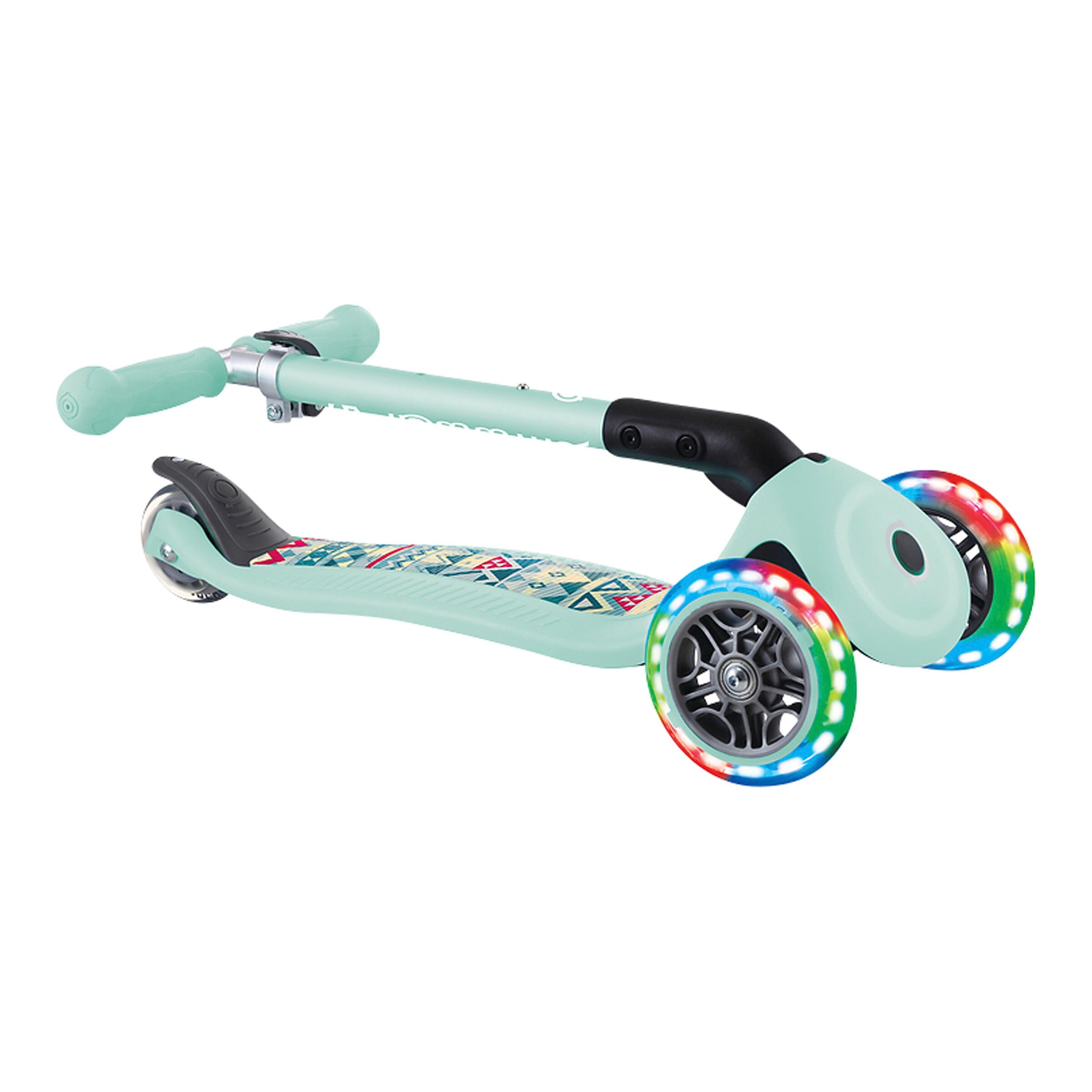 Globber Scooter Junior mit Leuchtrollen mint/Tribal