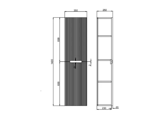 Colonne de salle de bain suspendu - 140 cm - strié bleu - PAVANI