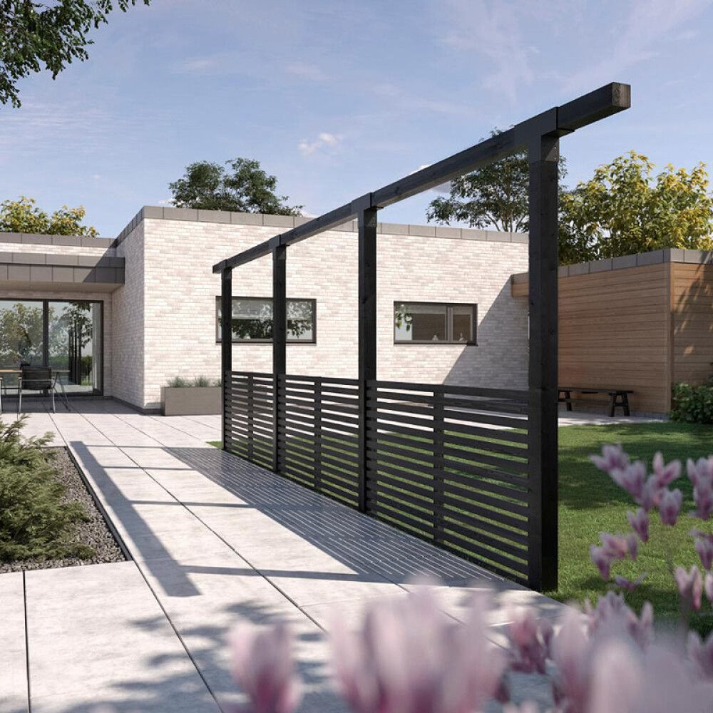 PERGOLA PLUS CUBIC ENKEL 3 MODULER INKL. TOKYO GJERDE SVART