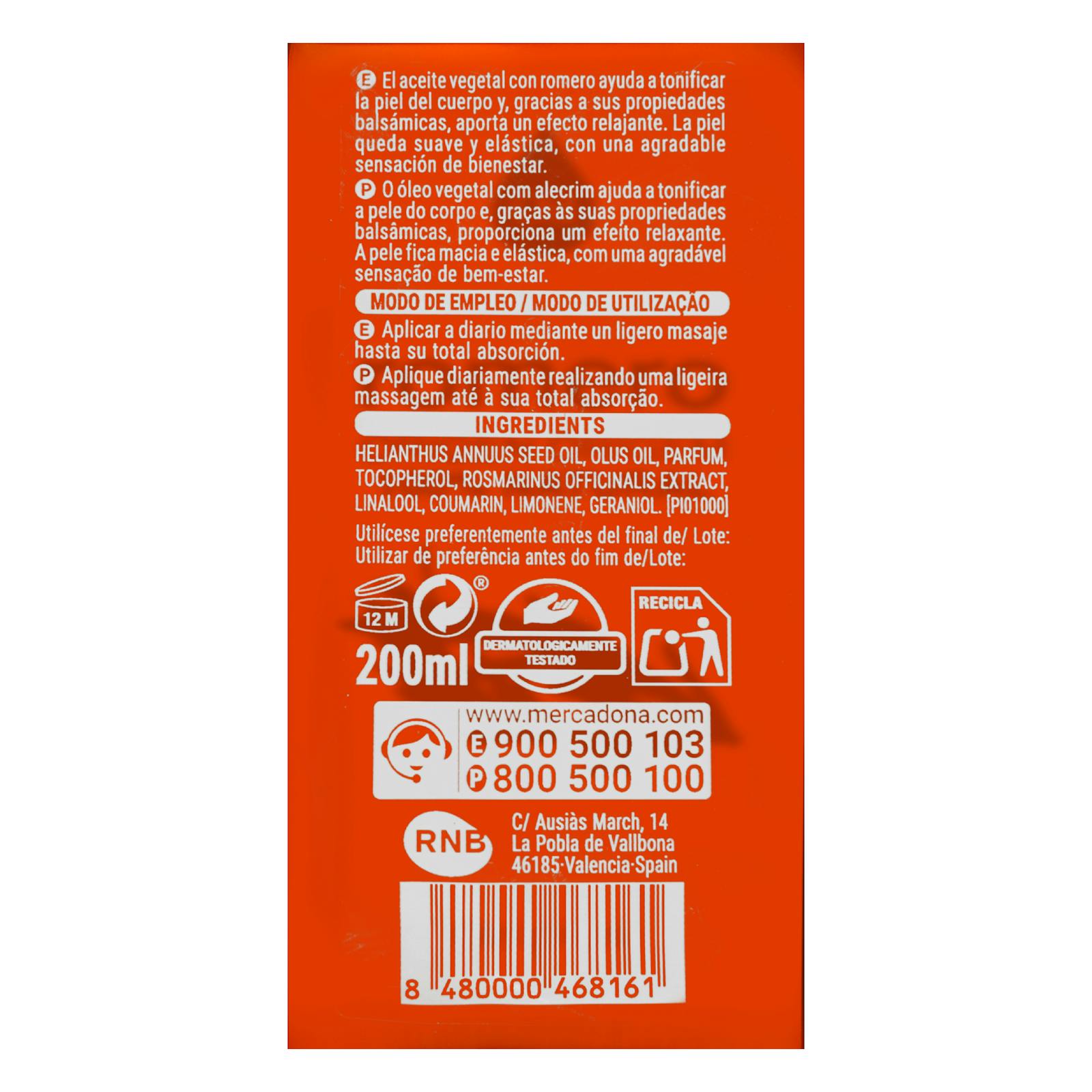 Huile corporelle au romarin 100 % naturelle Deliplus