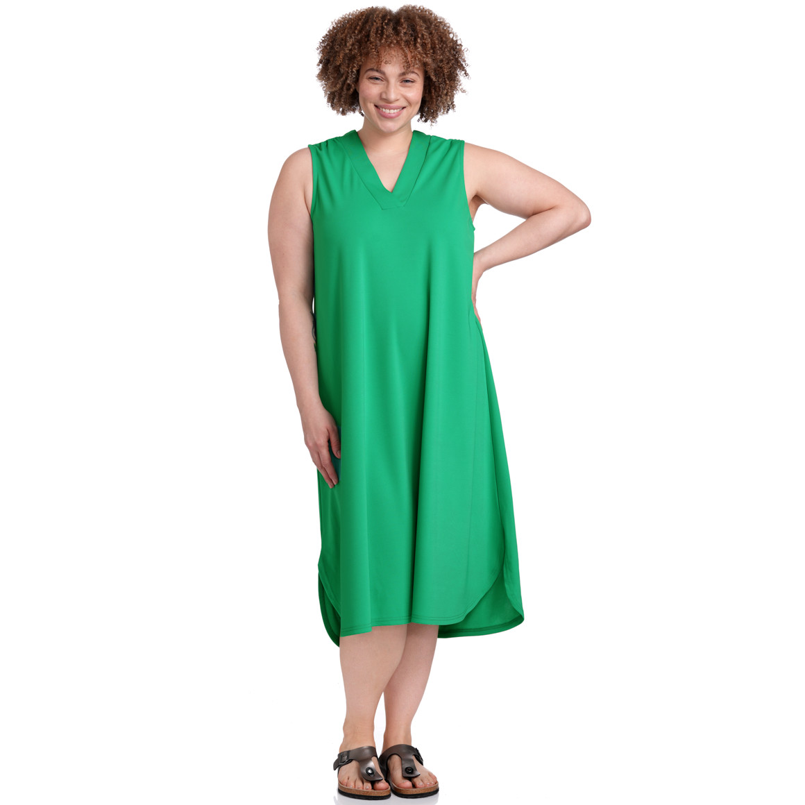 Gina Benotti Damen Kleid ohne Ärmel grün
