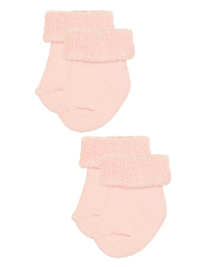 Erstlings-Socken PLÜSCH 6er-Pack in rosa/creme