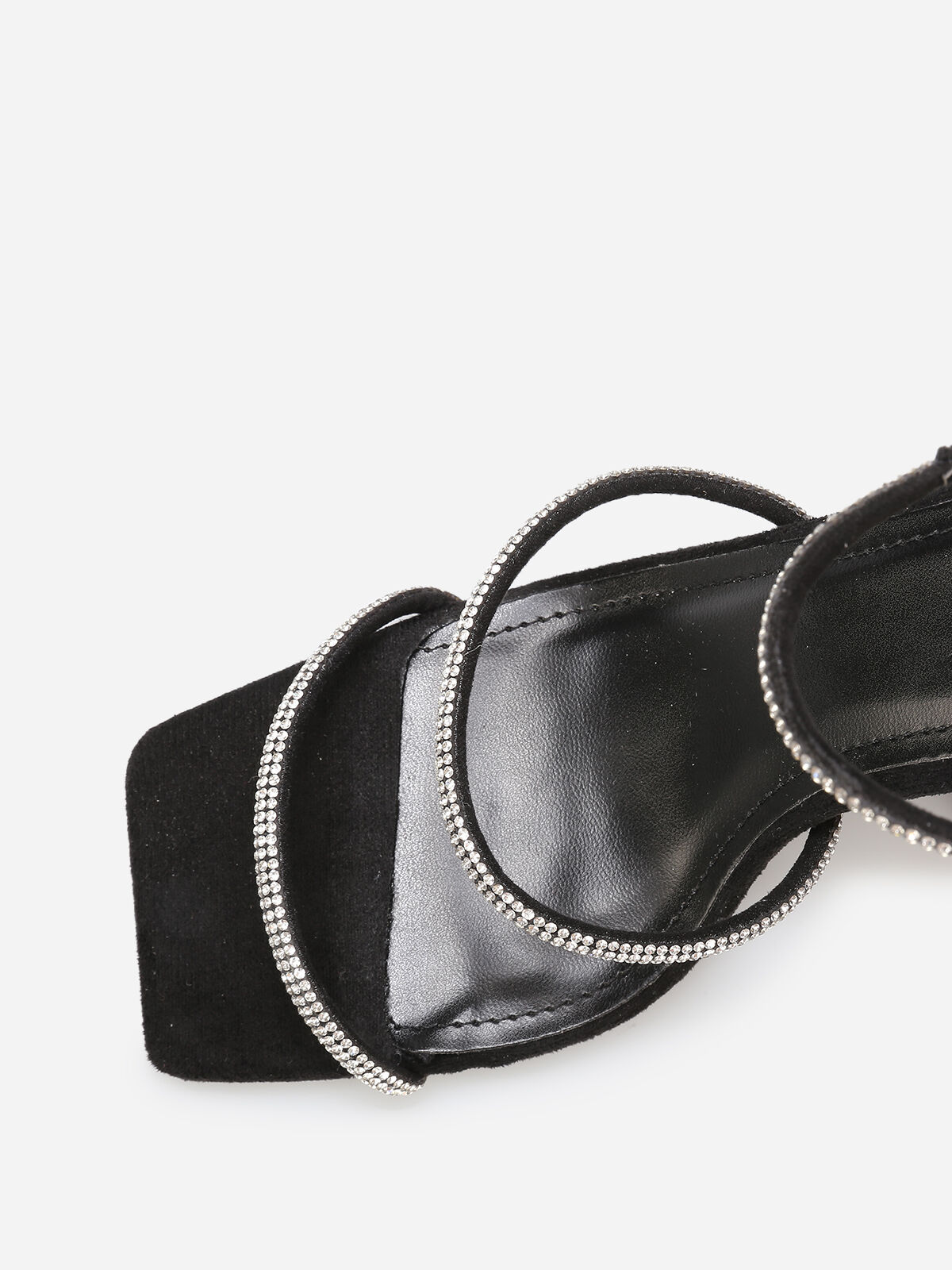 Sandales en suédine à strass- Noir