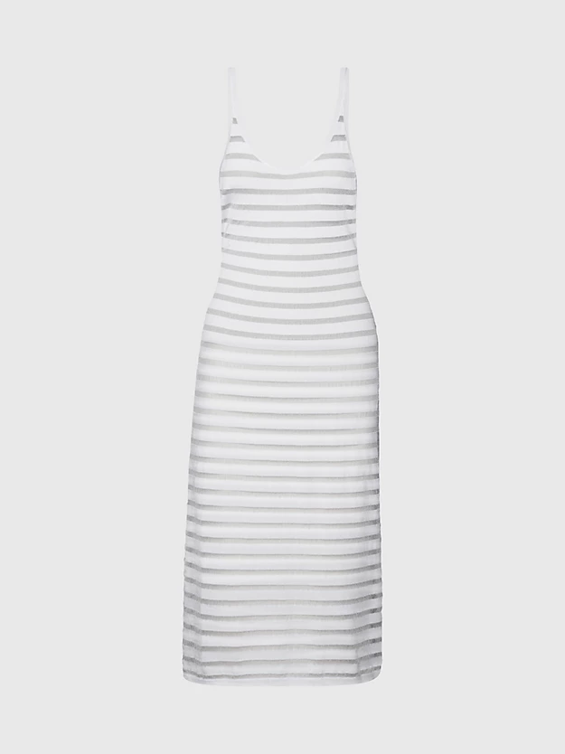Vestido de praia listrado em malha transparente