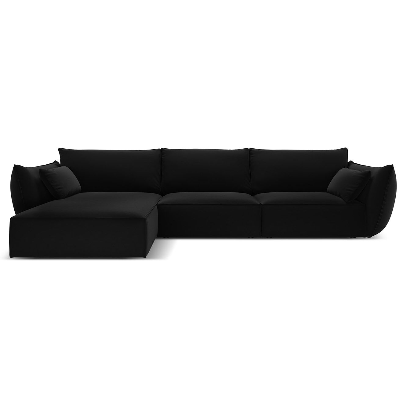 Mazzini Sofas Canapé d'angle gauche Velours Vanda 4 Places noir - 300x166x85 cm