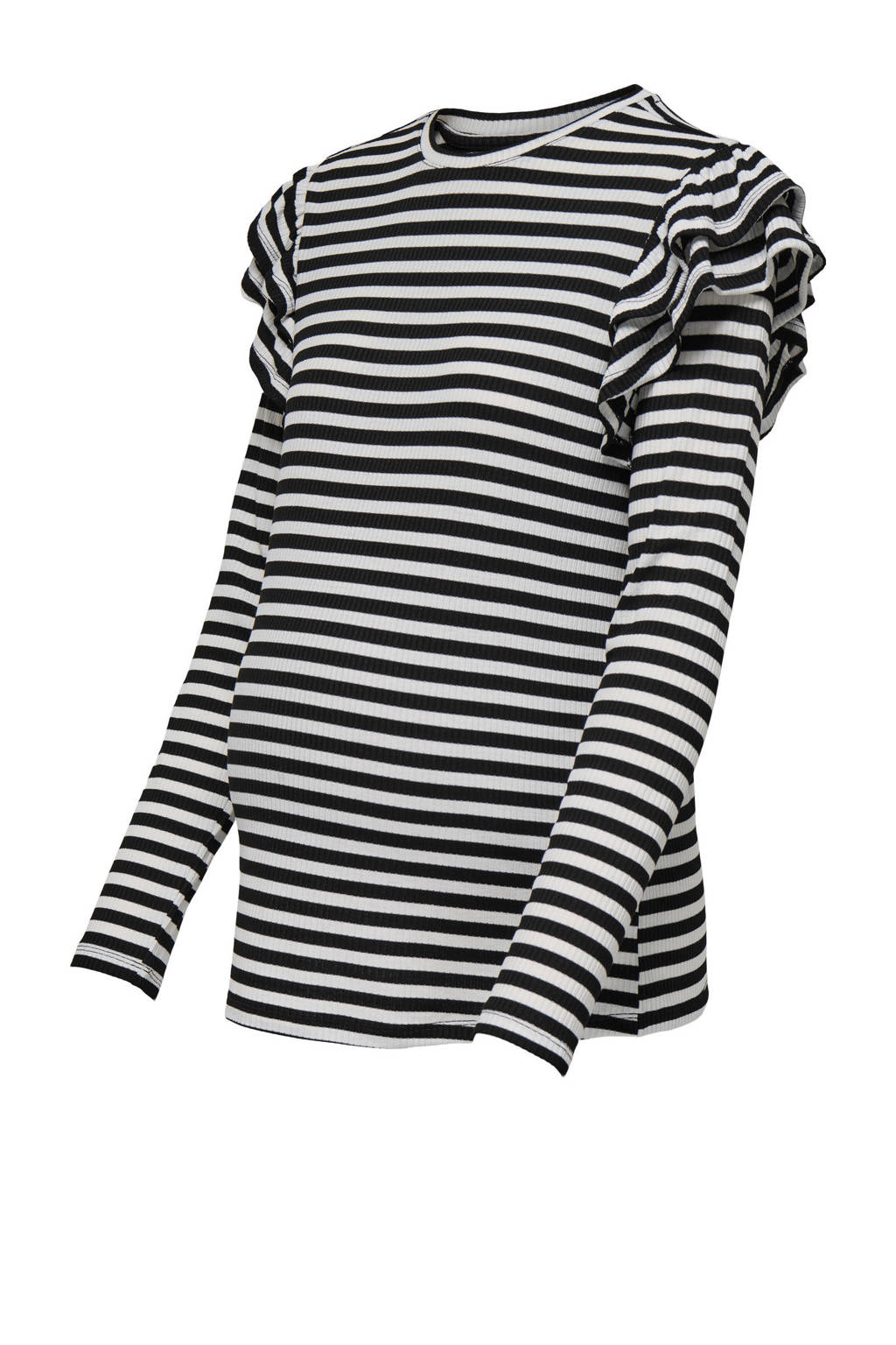 ONLY MATERNITY gestreepte zwangerschapslongsleeve OLMEVIE zwart/wit