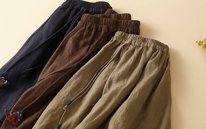 Lewwe - Maxi A-lijn rok met hoge taille en linnen