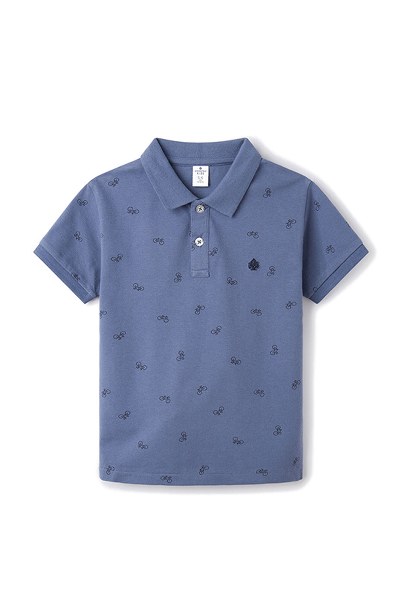 Camisa polo infantil com estampa de bicicleta