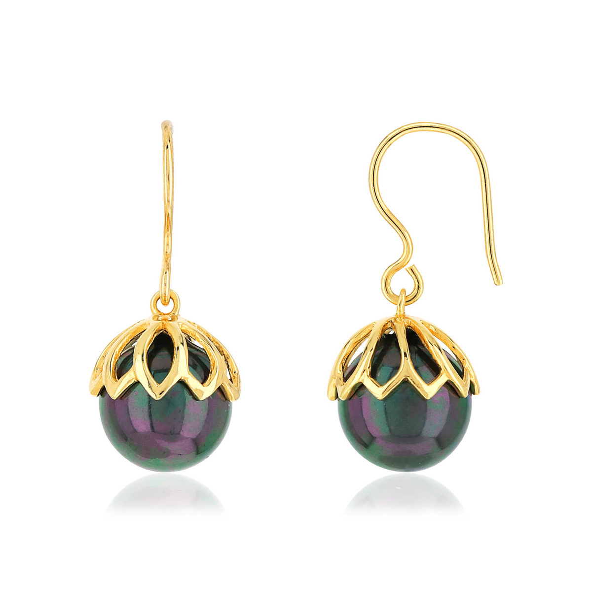Boucles d'oreilles or 375 pendants perles de culture de Tahiti