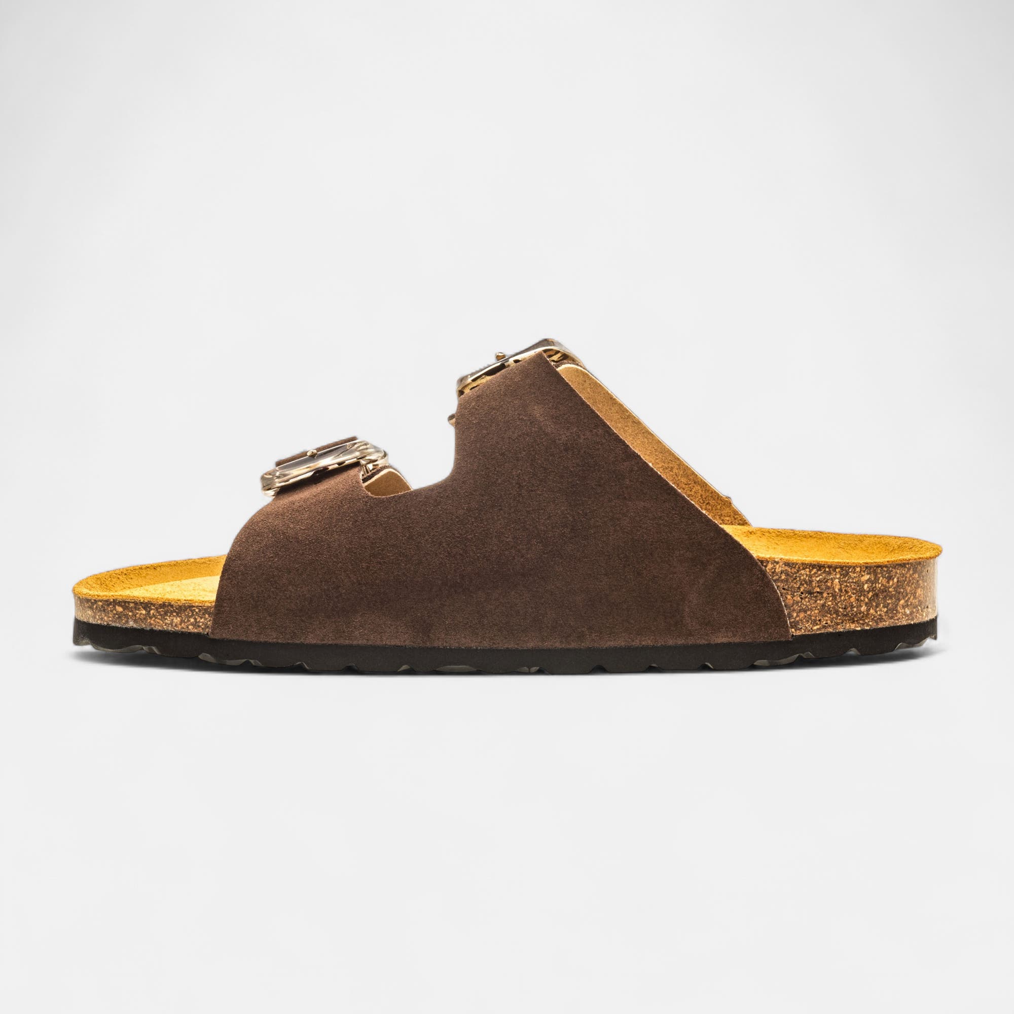 Mules semelle liège Femme en cuir marron
