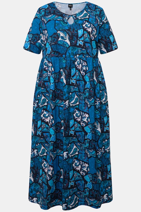 Jerseykleid, Paisley, Rundhals, Halbarm, Taschen