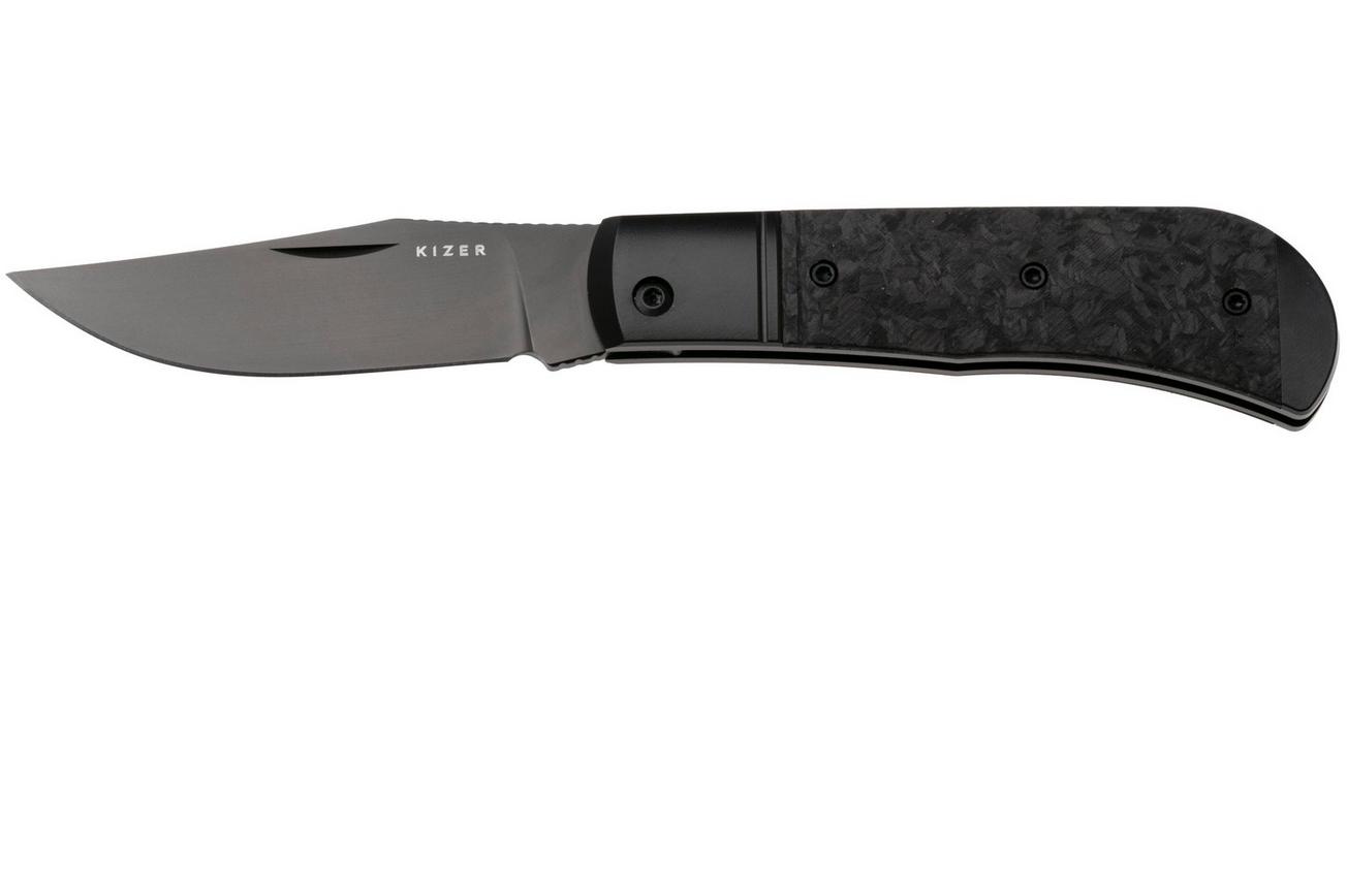 Kizer Trestle KI3761A1 Black DLC S45VN, Black Titanium Carbonfiber Inlay, zakmes, Azo design