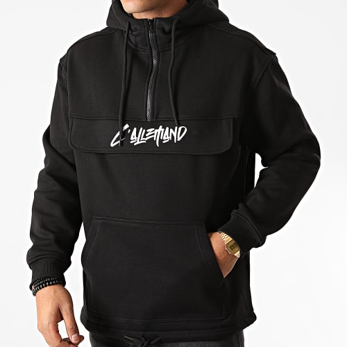 Sweat Capuche Col Zippé Rats Noir
