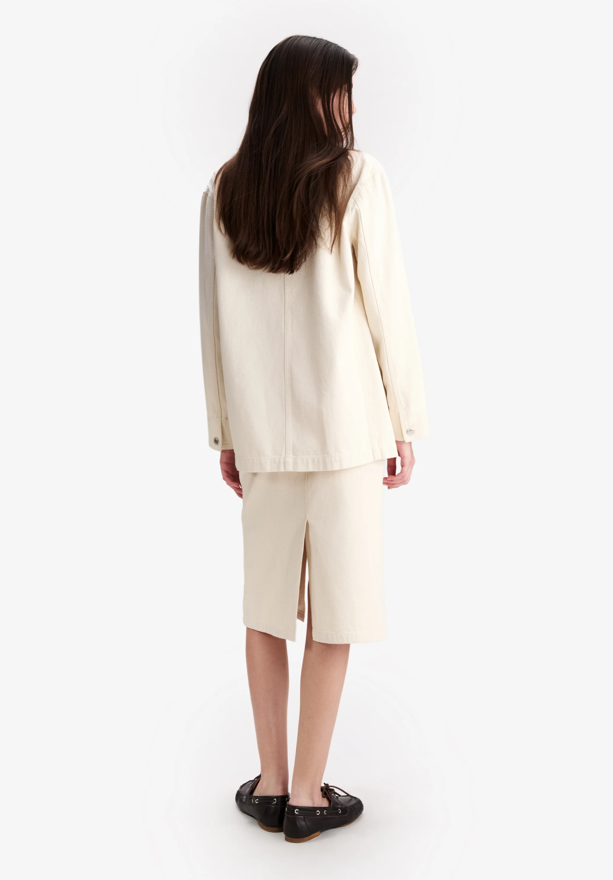Veste workwear en denim recyclé - Blanc casse