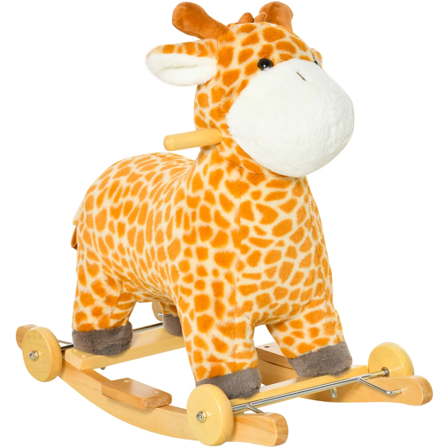 HOMCOM Schaukeltier Spielzeug, Triceratops, Giraffe Gelb