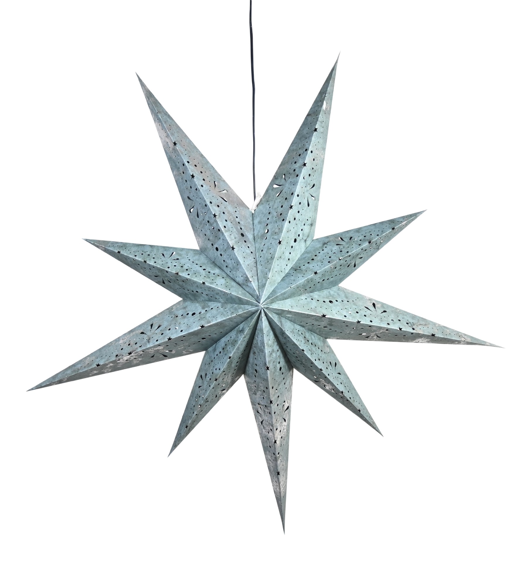 Papierlampe Stern 'Reena', silber-blau, Ø 100 cm, T 26 cm von fischer's lagerhaus