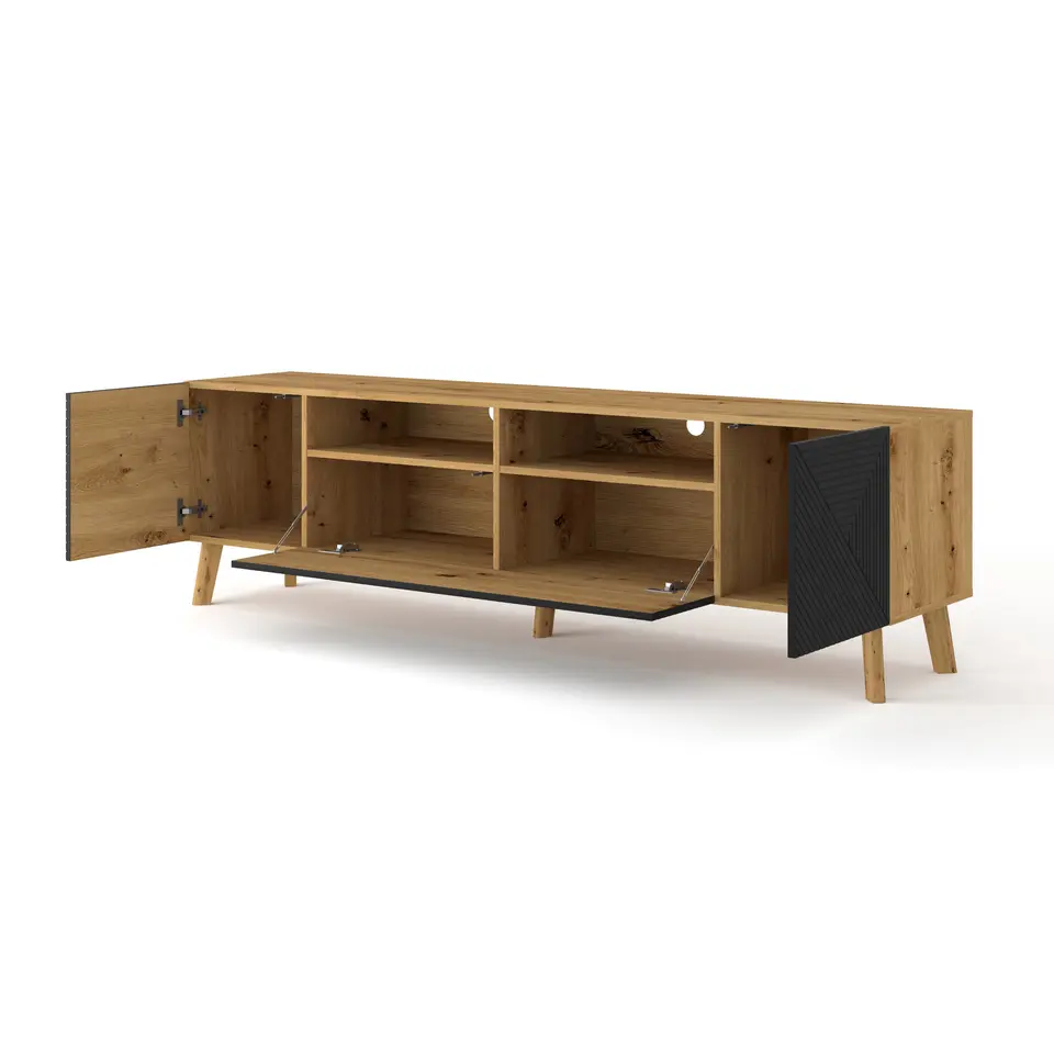 LUXI TV-meubel 195 cm artisan eiken / zwart mat