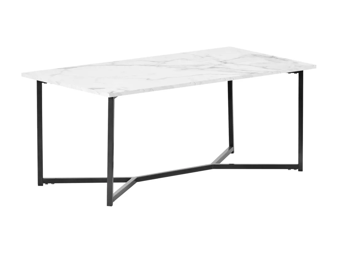 Table basse rectangulaire moderne, table d'appoint en bois MDF, effet marbre, blanc, 106 x 55 x 45 cm