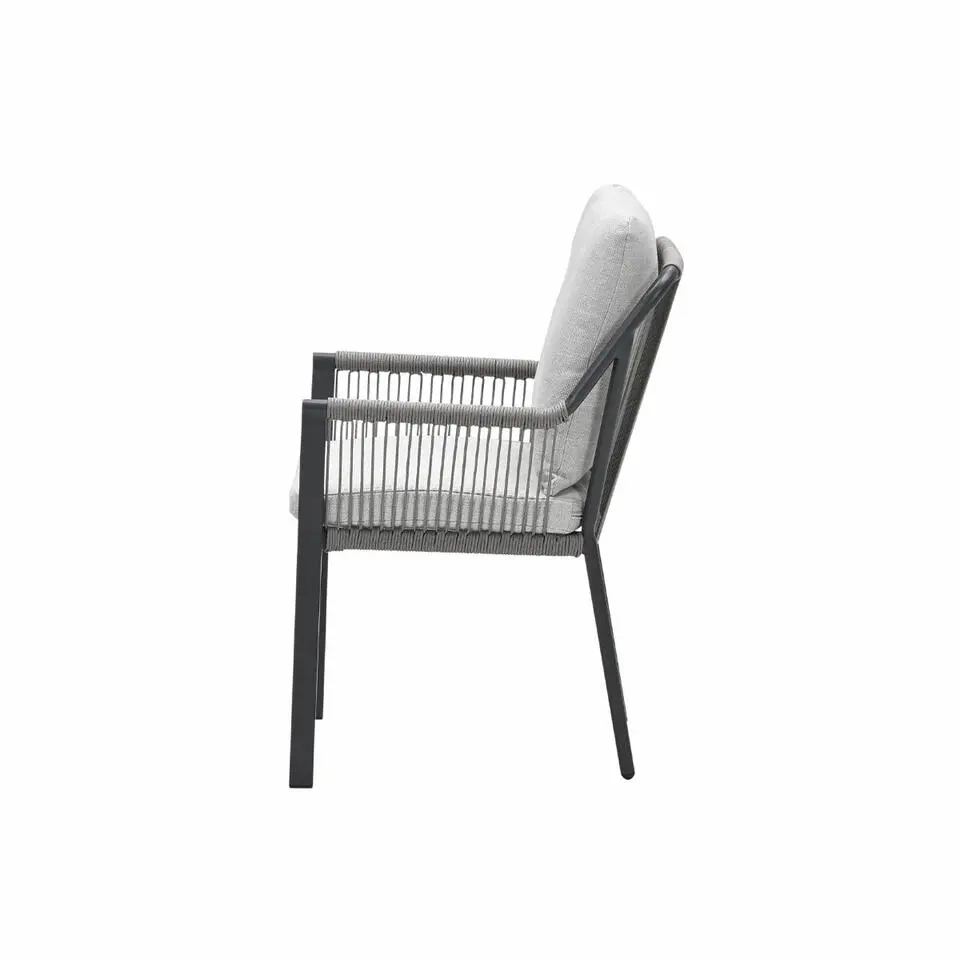 Raxa dining fauteuil - carbon black - rope taupe-valley sand