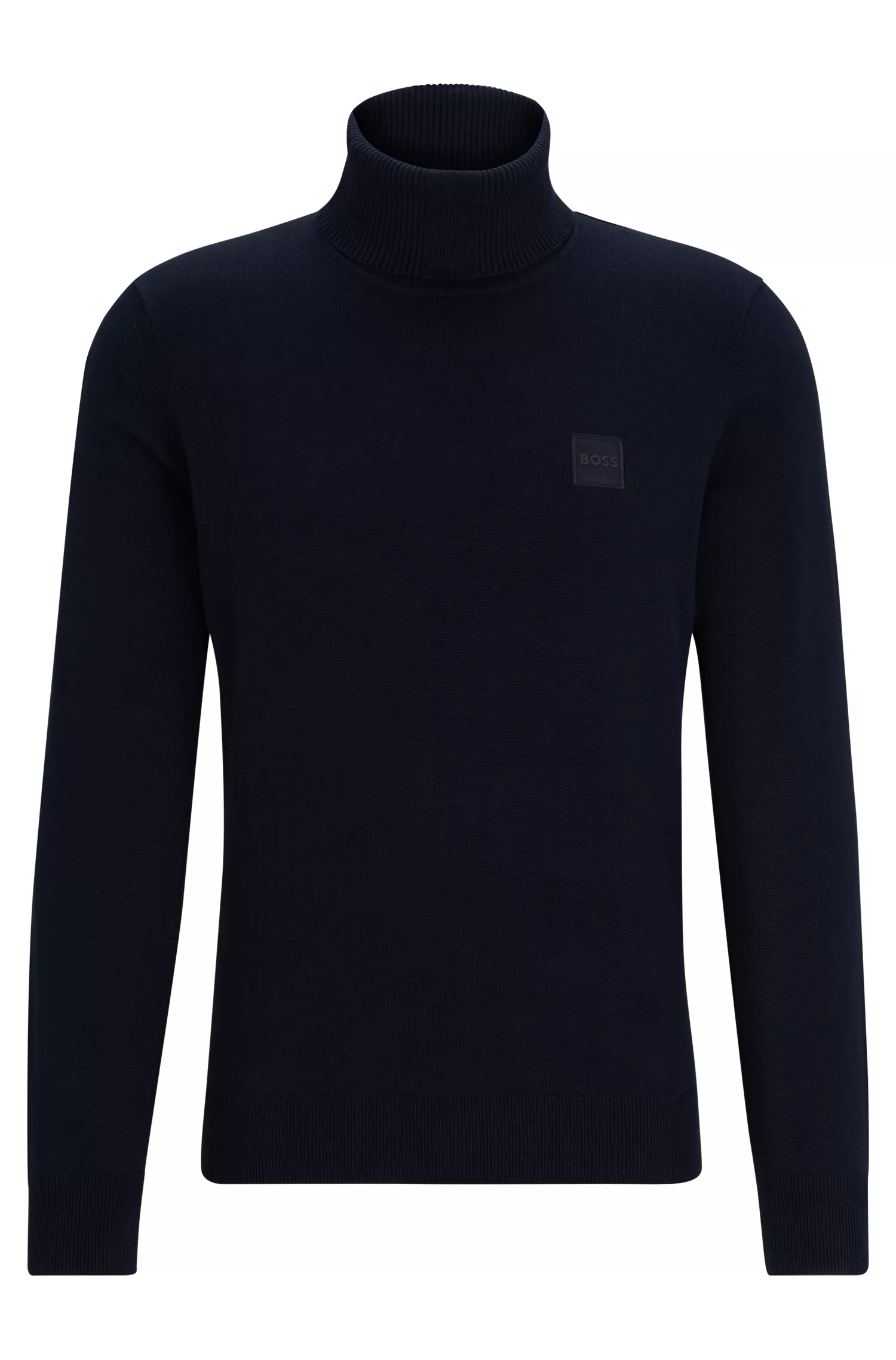 Suéter BOSS laranja de gola alta, modelagem regular, em algodão e cashmere.