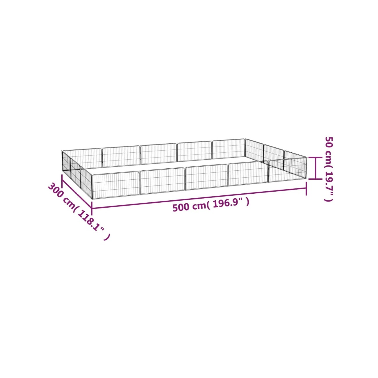 VidaXL Hunde Laufstall / Freilaufgehege 5 m, 3 m, 50 cm