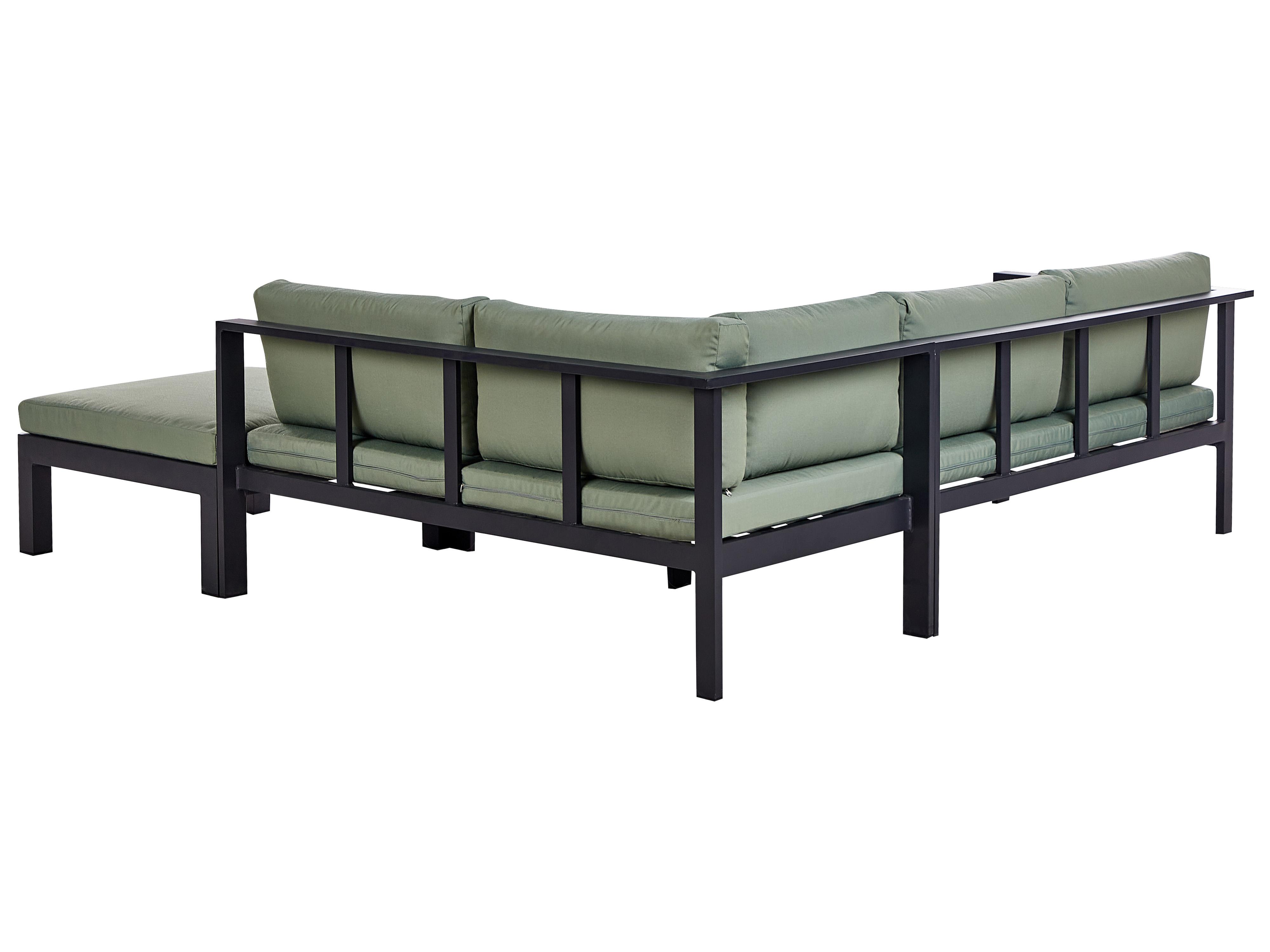 Tuin hoekloungeset met tafel 5-zits MESSINA linkszijdig Metaal Groen